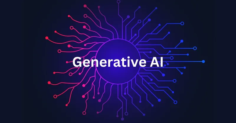 Circuit illustration with the label Generative AI