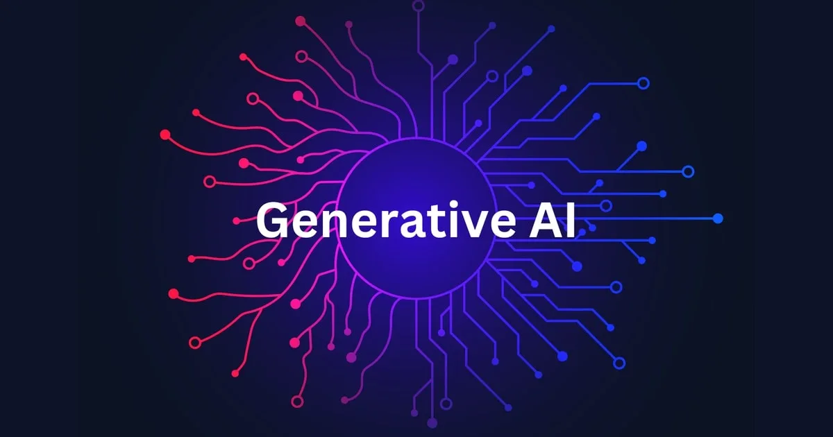 Ilustração de circuitos com a inscrição Generative AI