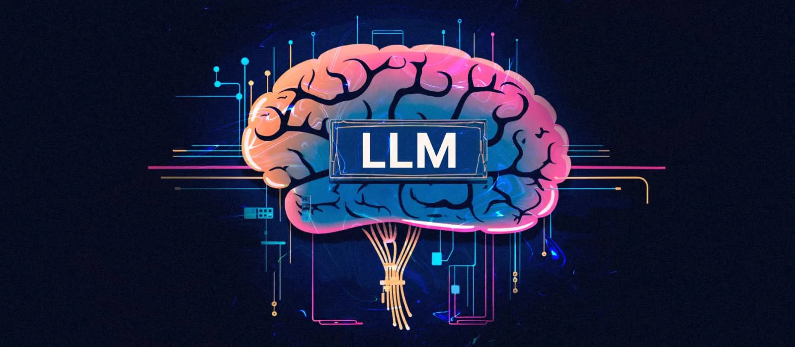 Illustrated brain with the label LLM